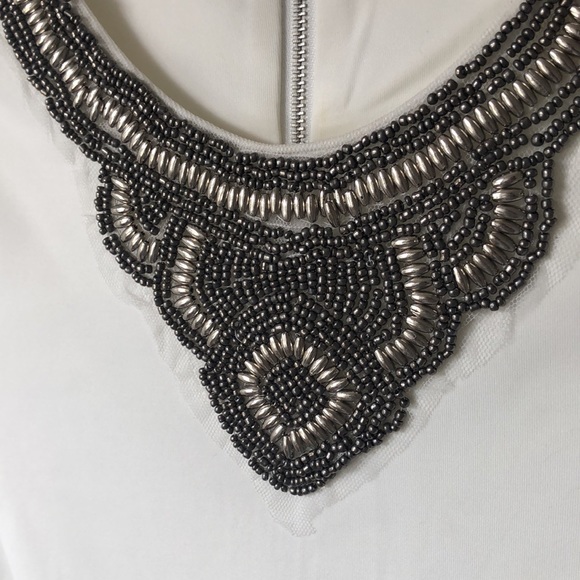 Beaded neckline white dress - Picture 3 of 4